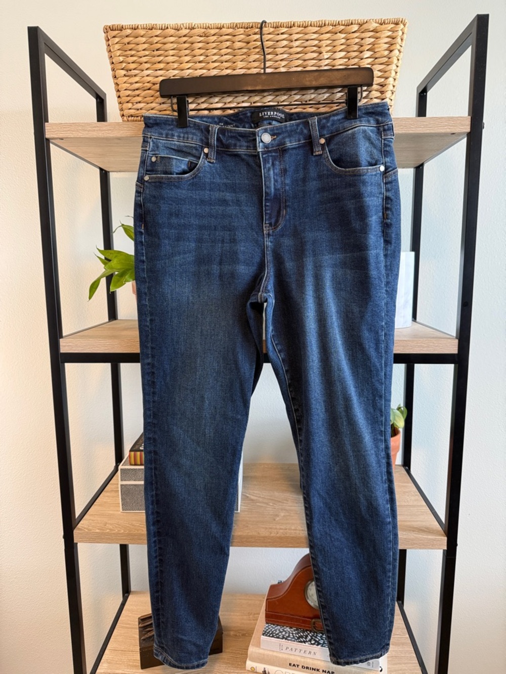 Liverpool High-Rise The Hugger Skinny Dark Wash Ankle Jeans, 14 / 32
